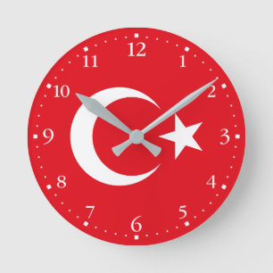 Relógio Redondo Bandeira da Turquia