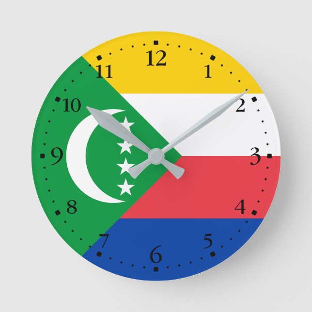 Relógio Redondo Bandeira das Comores (Frente)