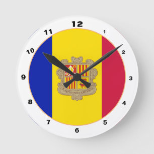 Relógio Redondo Bandeira de Andorra e moda/design trendy de Andorr