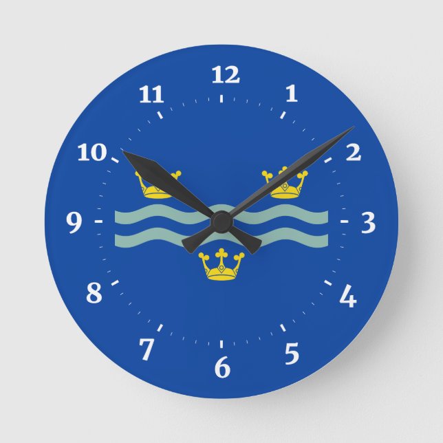 Relógio Redondo Bandeira de Cambridgeshire Square Wall Clock (Frente)