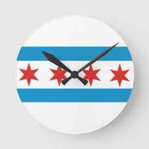Relógio Redondo Bandeira de Chicago Estados Unidos América
