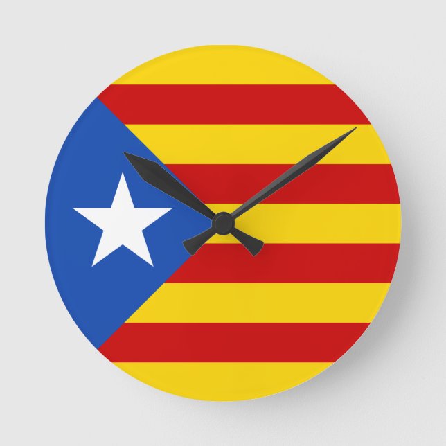 Relógio Redondo Bandeira de Independência Catalã "L'Estelada Blava (Frente)