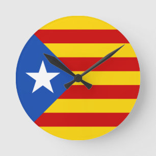 Relógio Redondo Bandeira de Independência Catalã "L'Estelada Blava