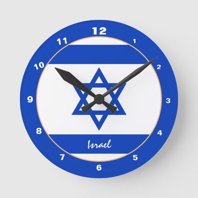Relógio Redondo Bandeira de Israel Moderno, Residência de Israel/d (Frente)