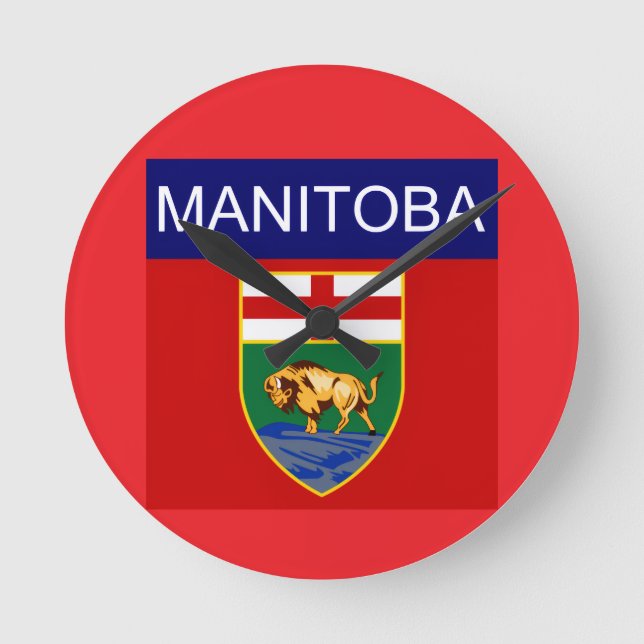 Relógio Redondo Bandeira de Manitoba  (Frente)