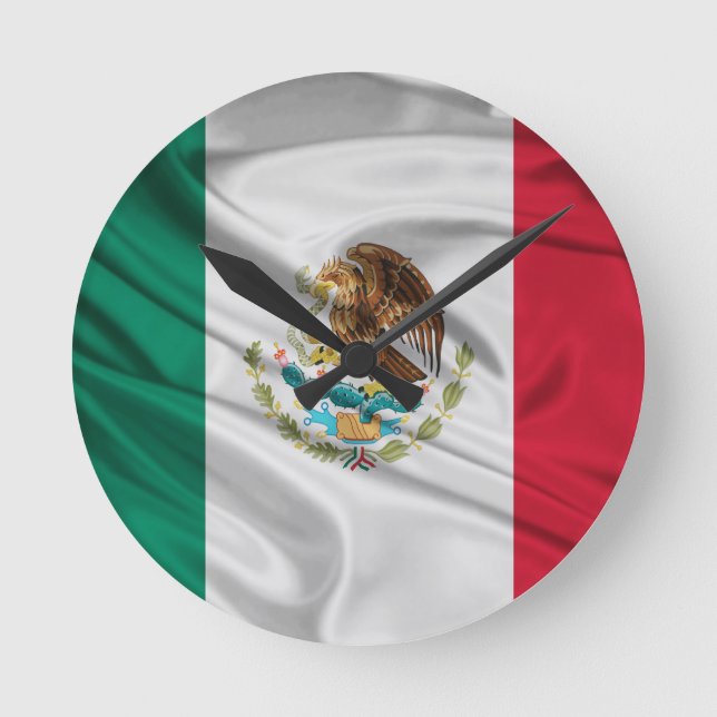 Relógio Redondo Bandeira de México (Frente)