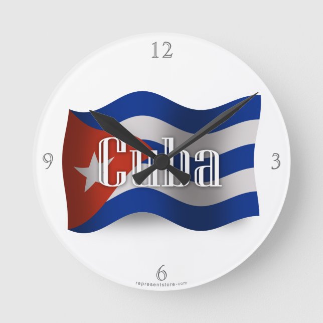 Relógio Redondo Bandeira de ondulação de Cuba (Frente)