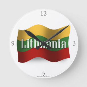 Relógio Redondo Bandeira de ondulação de Lithuania