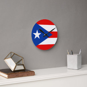 Relógio Redondo bandeira de Porto Rico