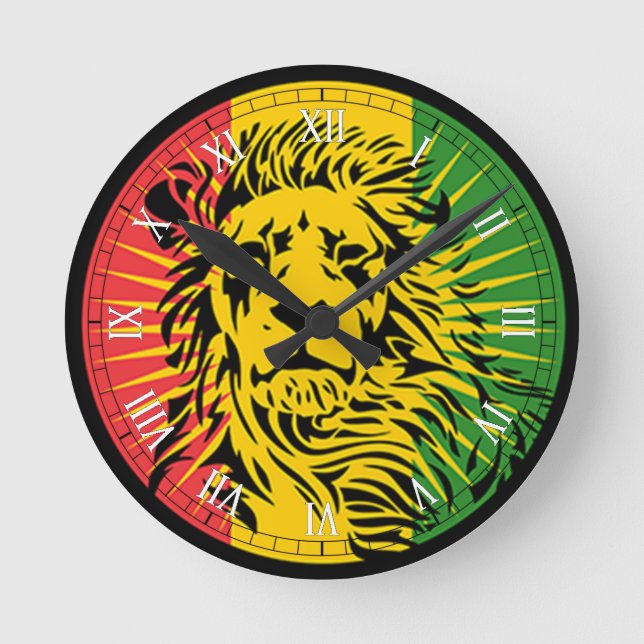 Relógio Redondo bandeira de rasta reggae (Frente)