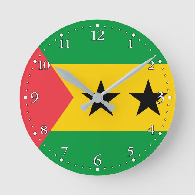 Relógio Redondo Bandeira de São Tomé e Príncipe (Frente)