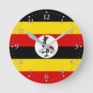 Relógio Redondo Bandeira de Uganda