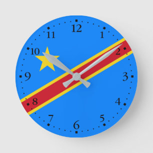Relógio Redondo Bandeira do Congo Quinxassa
