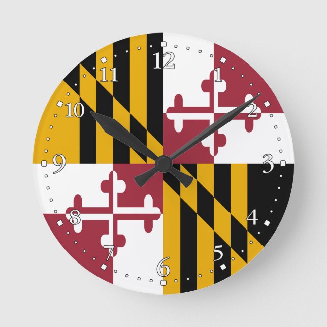 Relógio Redondo Bandeira do Estado de Maryland (Frente)