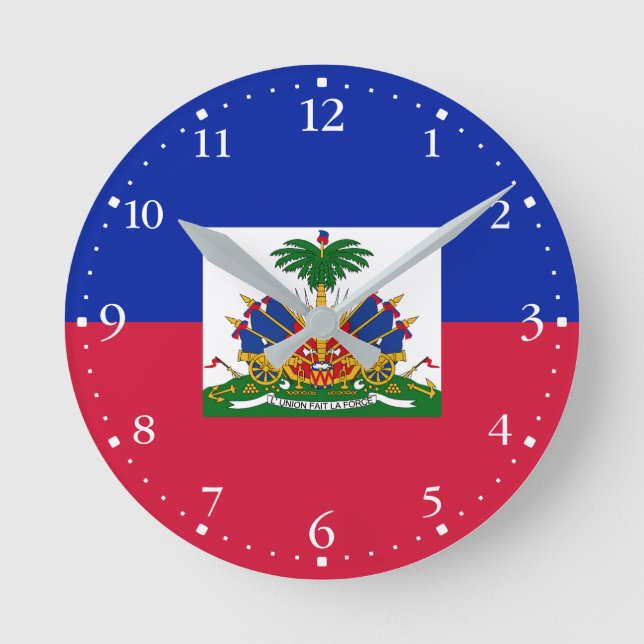 Relógio Redondo Bandeira do Haiti (Frente)