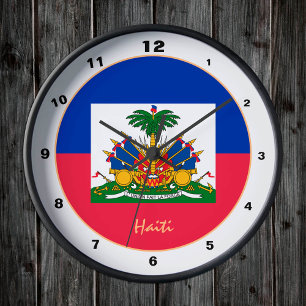 Relógio Redondo Bandeira do Haiti Moderno, Haiti Trendam Casa / de