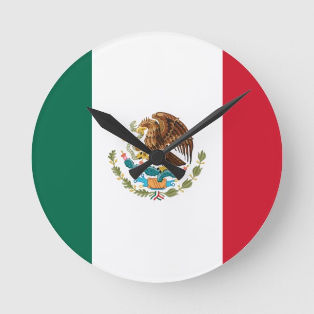Relógio Redondo Bandeira do México (Frente)