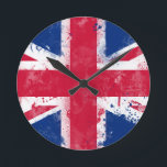 Relógio Redondo Bandeira do Reino Unido ou do Jack da União<br><div class="desc">Bandeira do Reino Unido ou do Jack da União</div>
