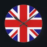 Relógio Redondo bandeira do União<br><div class="desc">O bandeira do Reino Unido - Reino Unido, que está na Grã-Bretanha. A bandeira da Union Jack simboliza a unidade entre a Inglaterra, a Escócia e a Irlanda. As cores do sinalizador da tomada sindical são vermelho, azul, branco. Este design também está disponível em muitos outros produtos para você escolher....</div>