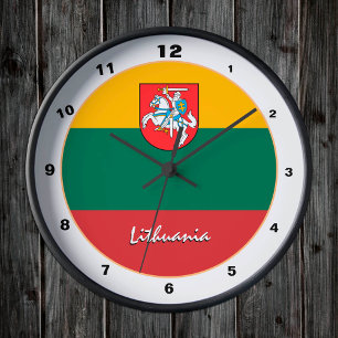 Relógio Redondo Bandeira Elegante Lituano, Lar Lituânia/design