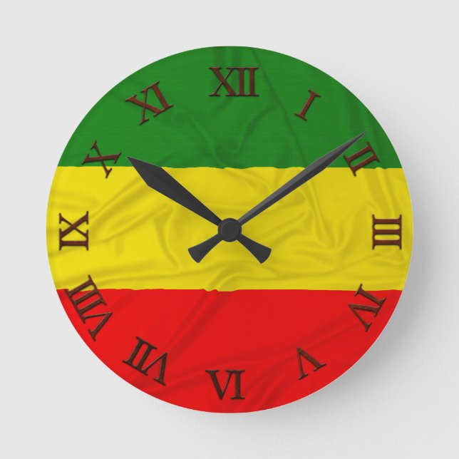 Relógio Redondo Bandeira enrugada de Rastafarian (Frente)