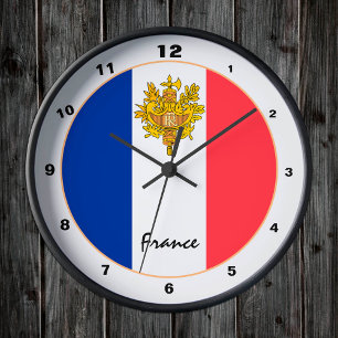 Relógio Redondo Bandeira Francesa Moderna, Casa / design da França