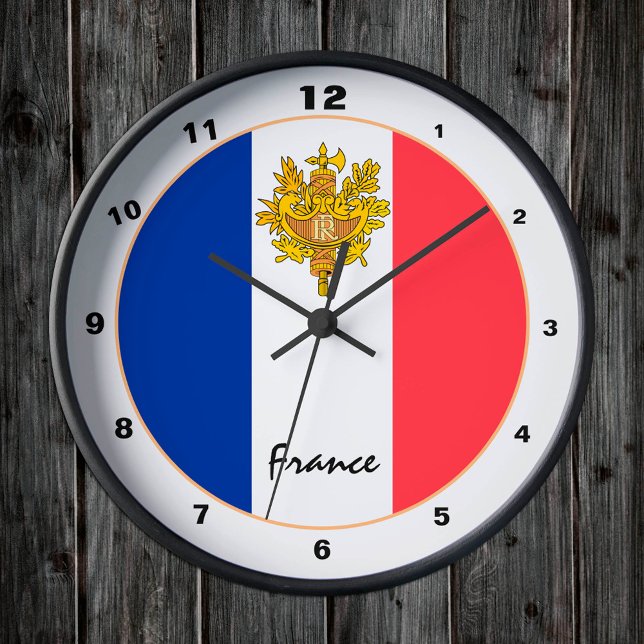 Relógio Redondo Bandeira Francesa Moderna, Casa / design da França (Criador carregado)
