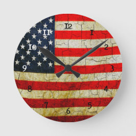 Relógio Redondo Bandeira Grunge America