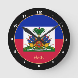Relógio Redondo Bandeira Haitiana Patriótica, Haiti Trendam Casa /
