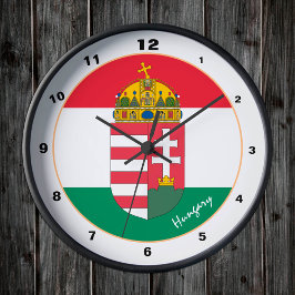 Relógio Redondo Bandeira Húngara, Emblem & Hungria moda de tendênc