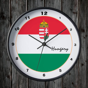 Relógio Redondo Bandeira Húngara Moderna, Hungria Trendy Home/desi