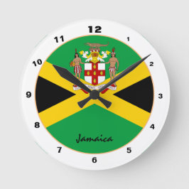 Relógio Redondo Bandeira jamaicana moderna, moda Jamaica Home / de