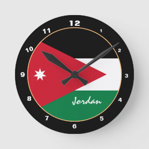 Relógio Redondo Bandeira jordaniana Patriótica, Jordan Home / desi