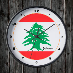 Relógio Redondo Bandeira Libanesa Moderna, Líbano Residente / desi