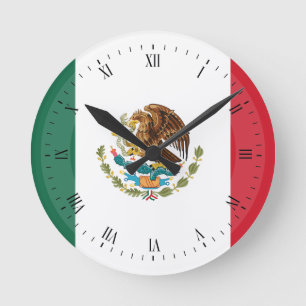 Relógio Redondo Bandeira mexicana clássica