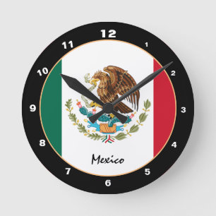 Relógio Redondo Bandeira Mexicana Patriótica, Lar do México / desi