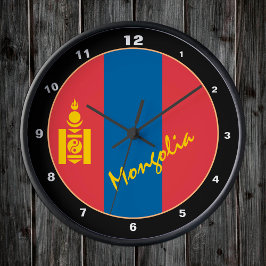 Relógio Redondo Bandeira Mongólia, casa patriótica da Mongólia / d