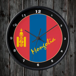 Relógio Redondo Bandeira Mongólia, casa patriótica da Mongólia / d