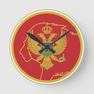 Relógio Redondo Bandeira Nacional Montenegrina do Montenegro