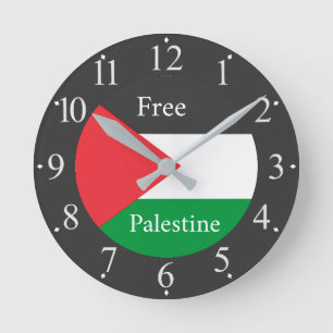 Relógio Redondo bandeira palestina Liberta a Palestina