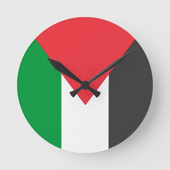 Relógio Redondo Bandeira Palestina Livre sob medida (Frente)