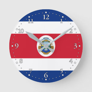 Relógio Redondo Bandeira Patriótica da Costa Rica