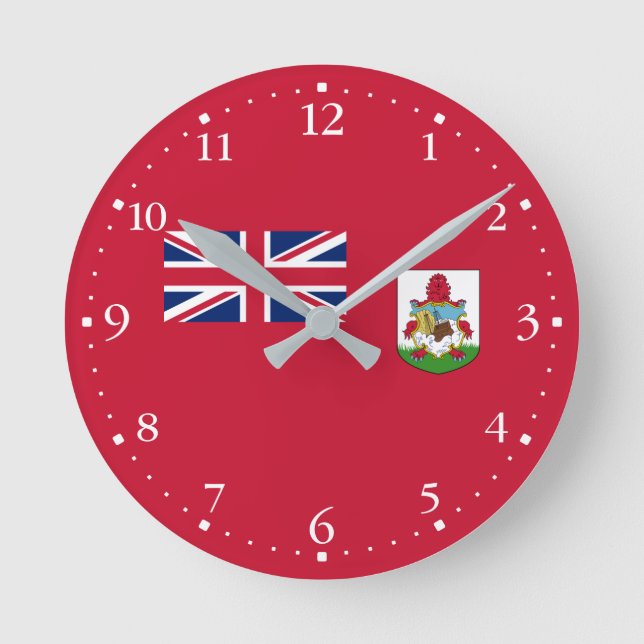Relógio Redondo Bandeira Patriótica das Bermudas (Frente)