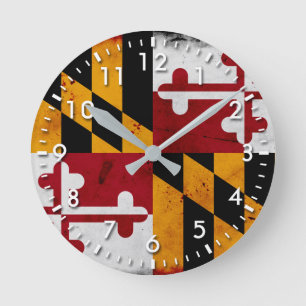 Relógio Redondo Bandeira patriótica do estado de Maryland do