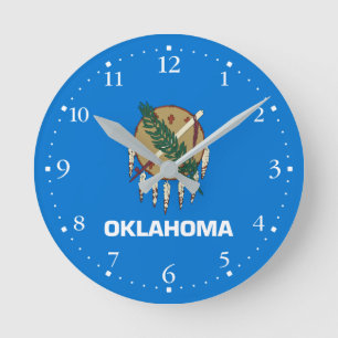 Relógio Redondo Bandeira Patriótica do Estado de Oklahoma