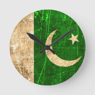 Relógio Redondo Bandeira riscada e vestida do paquistanês do