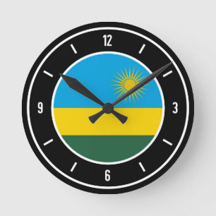 Relógio Redondo Bandeira Ruanda Elegante
