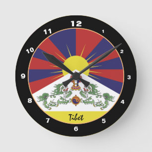 Relógio Redondo Bandeira Tibetana Patriótica, decoração moderna pa