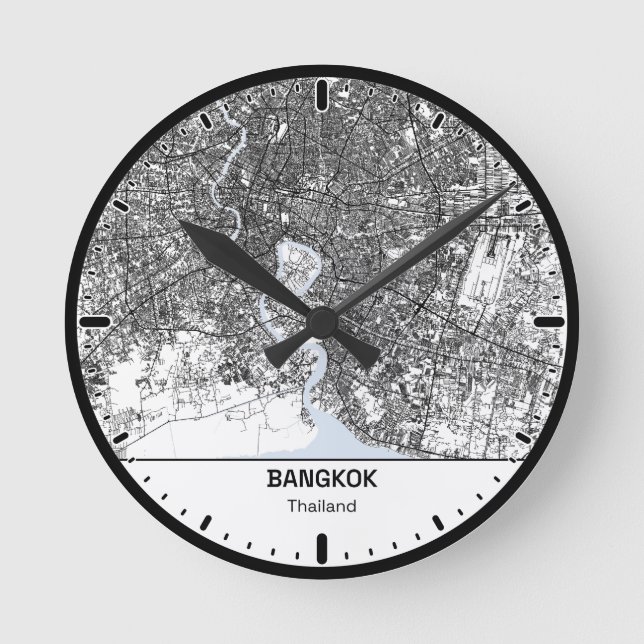 Relógio Redondo bangkok Clock City Line Art (Frente)
