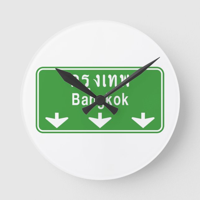 Relógio Redondo Banguecoque Cuidado! ⚠ Tailândia - Sinal de Tráfeg (Frente)